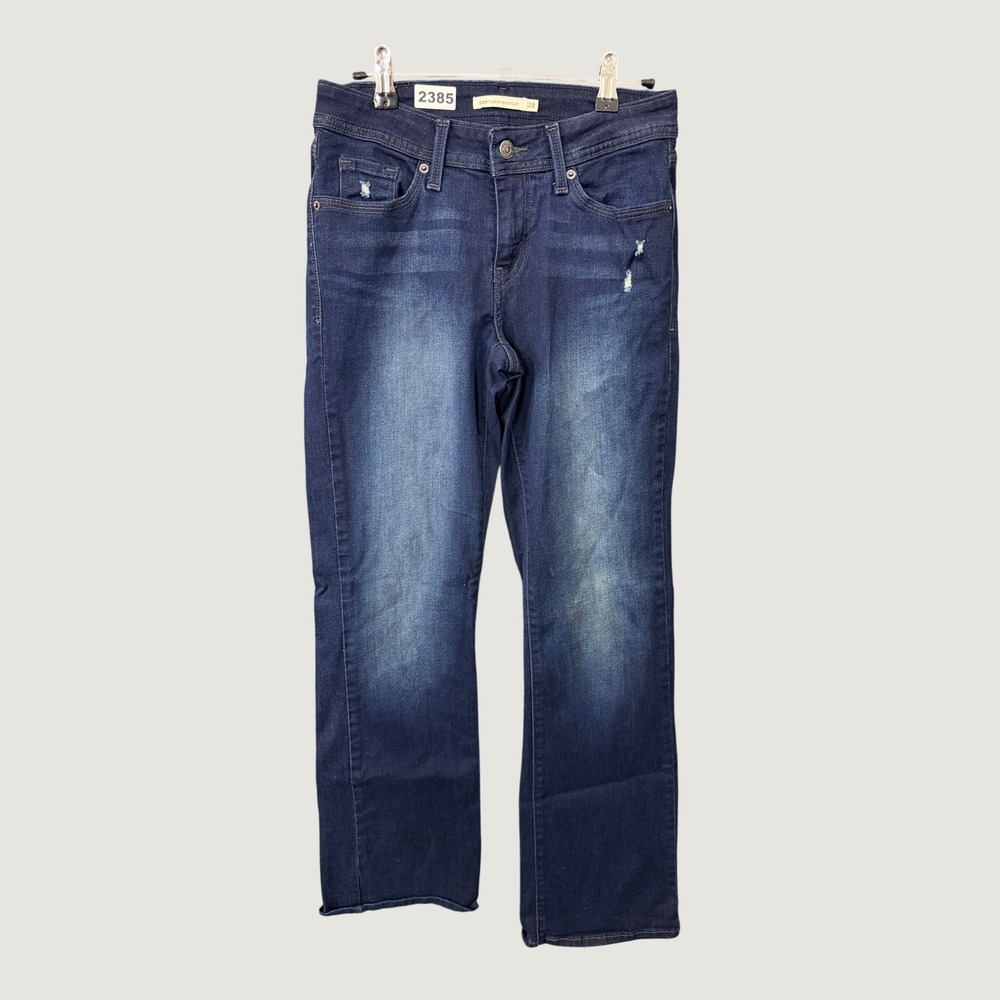 Levi's 529 Curvy Bootcut Jeans Womens 28 Dark Wash Denim Distressed 2385